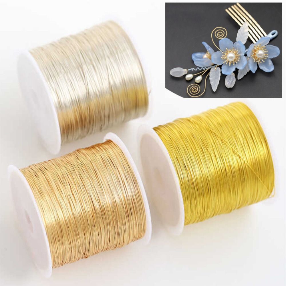Copper Wire Roll - 100m/ロール金メッキ色保持合金銅線0.3mm 0.4mm DIYジュエリー製作ワイヤー手作り工芸品DIYヘッドウェア